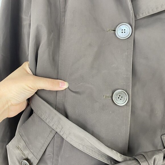 Michael Michael Kors Women's Trench Rain Coat Size S Petite Olive Green Belted - Picture 3 of 10